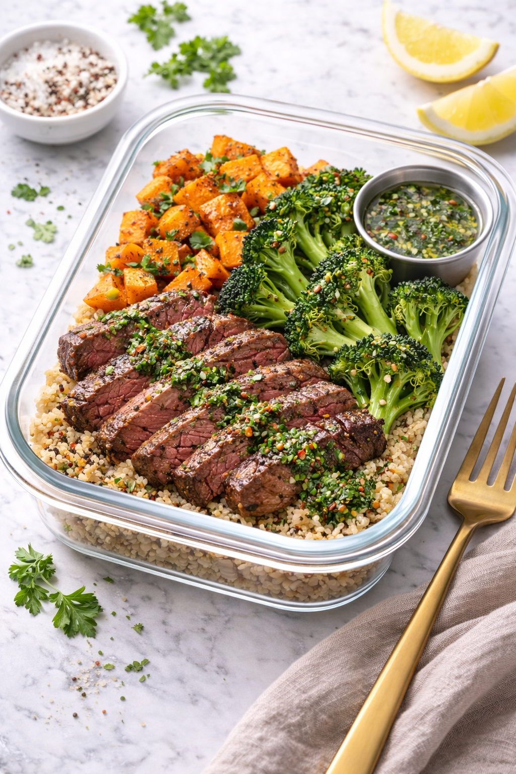 Sirloin Steak with Sweet Potato and Broccoli